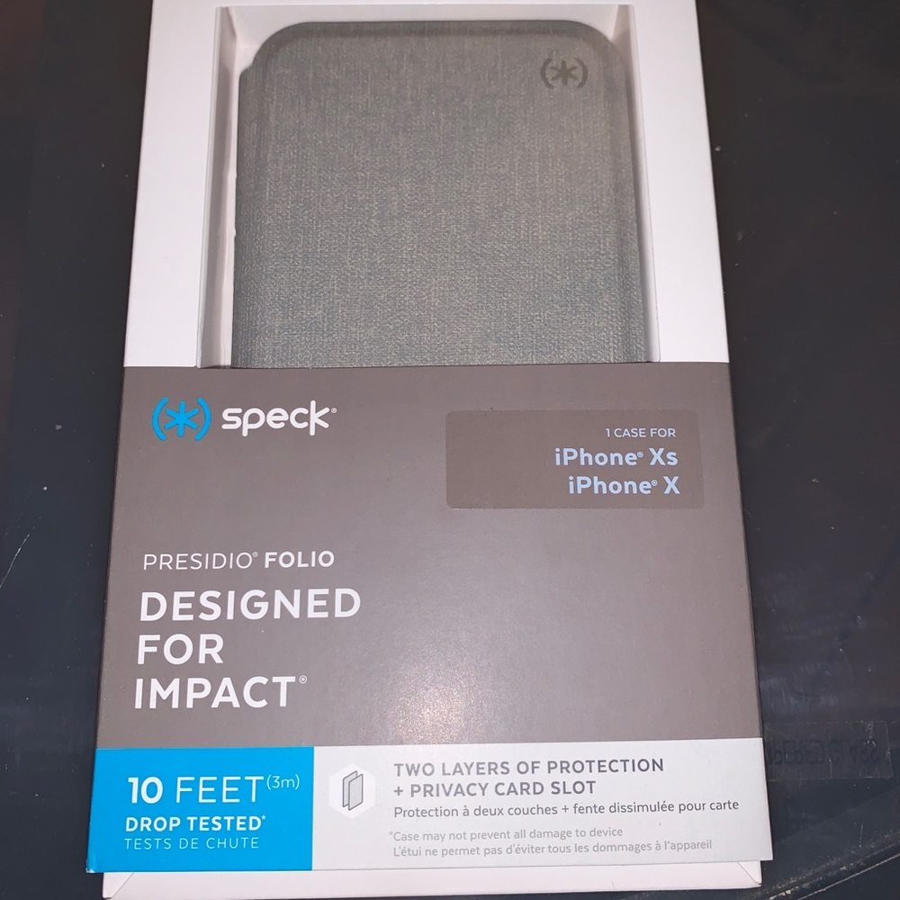2/$15 - Speck Presidio Folio - Grey - IPhone X / XS